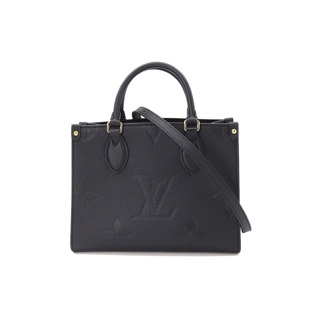 Louis Vuitton Monogram Emplant Onthego PM Tote Shoulder Bag Noir